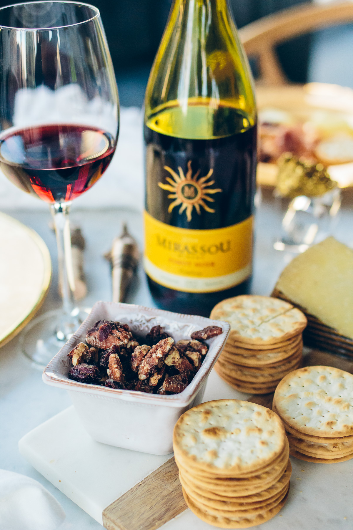 mixed nuts on cheese board