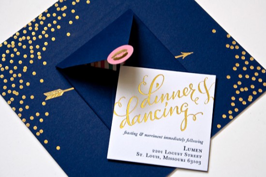 Navy-Gold-Foil-Calligraphy-Wedding-Invitations-Plurabelle-Calligraphy-Kate-Allen2-550x366