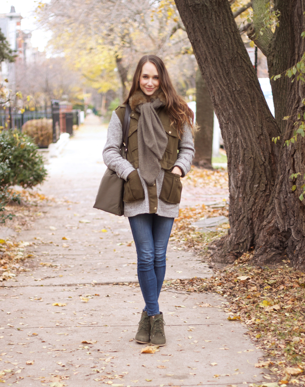 color punch, jcrew,black vest, shoemint booties, blair culwell, the fox and she