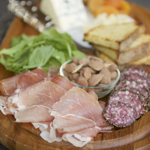 prosciutto, meat and cheese plate, charcuterie, wine and cheese, prosecco, the fox and she, blair culwell