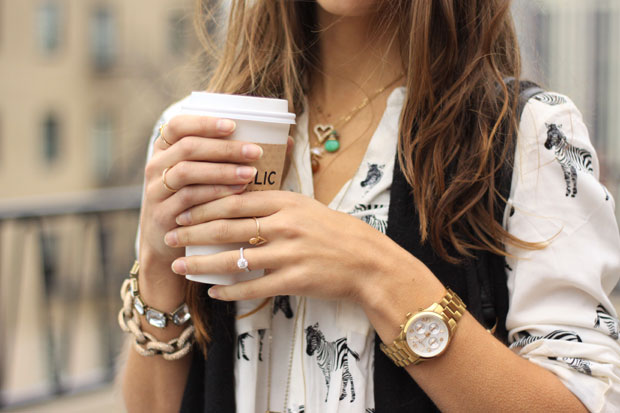 zebra buttondown, skinny jeans, black vest, overland button-down, blair culwell, fox and she