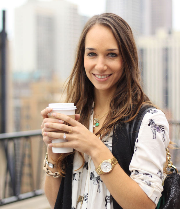 zebra buttondown, skinny jeans, black vest, overland button-down, blair culwell, fox and she