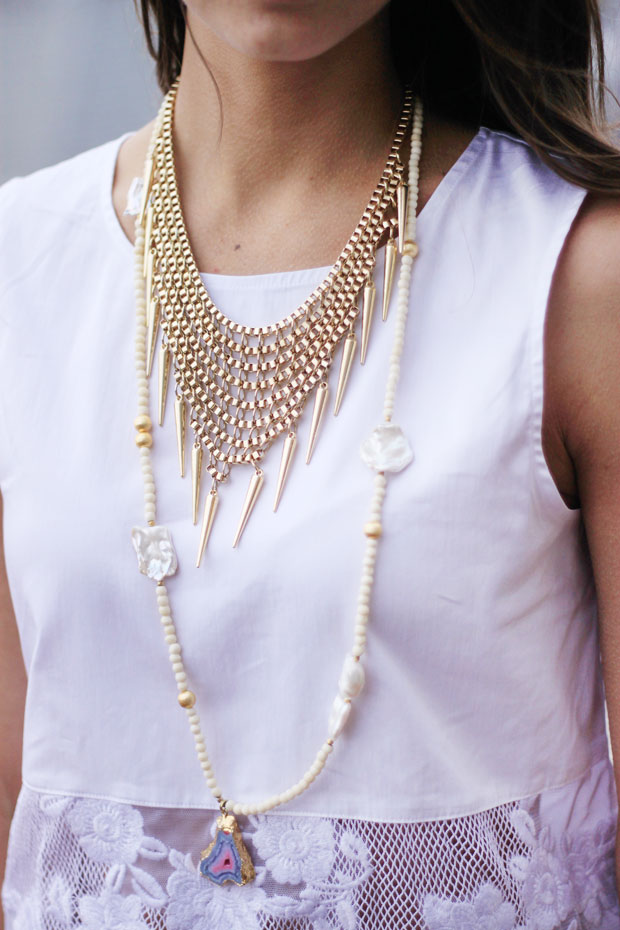 1.state, lace paneled sheer insert, white lace tank top, tan mules, sea elise necklace, blair culwell, fox and she