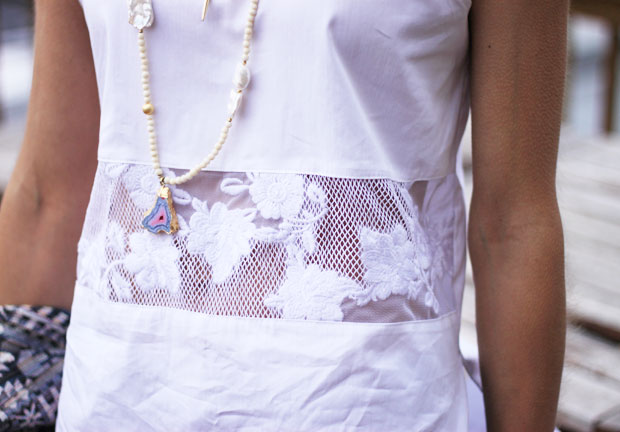 1.state, lace paneled sheer insert, white lace tank top, tan mules, sea elise necklace, blair culwell, fox and she
