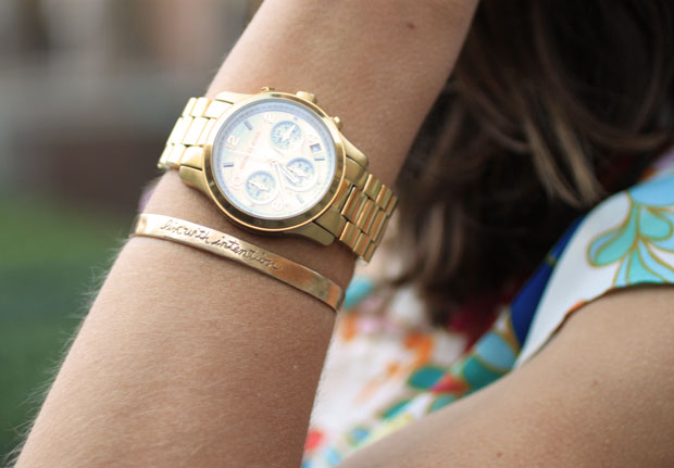 live with intention, bracelet, jess lively, floral shirt, madewell d'orsay flats, fox and she