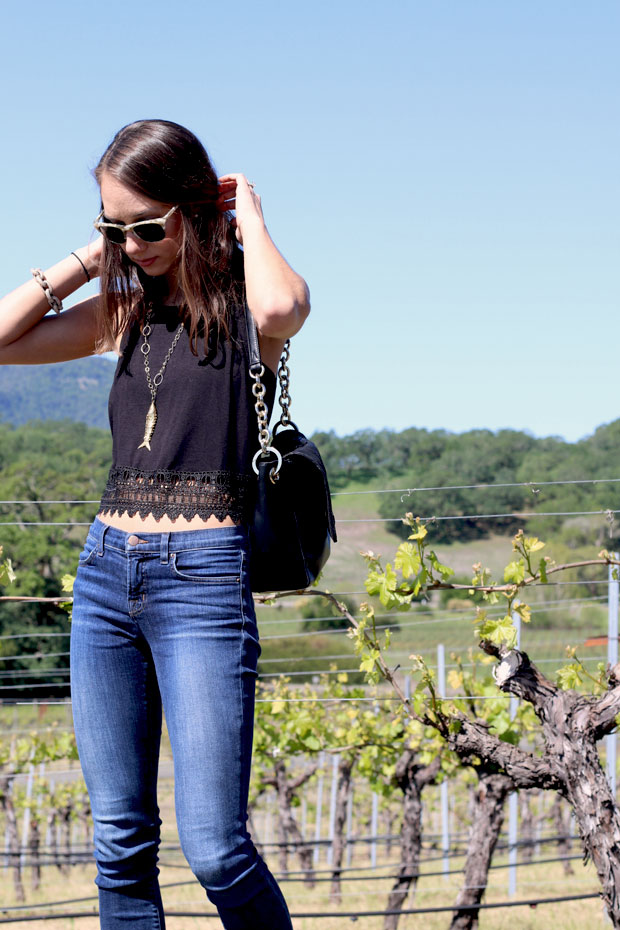 crop top, crocheted top, skinny jeans, wary parker sunglasses, fashion blogger, blair culwell, fox and she