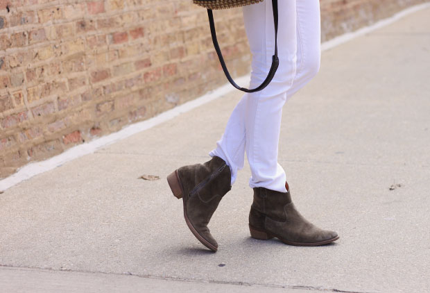 ivory sweater, white jeans, madewell booties, baublebar earring, blair culwell, fox and she