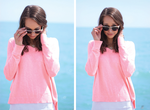 scallop edged skirt, scalloped skirt, pink sweater, white skirt, the fox and she, blair culwell 