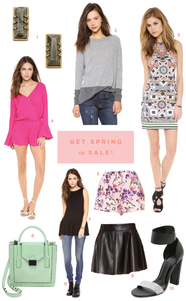 shop bop spring sale, summer dresses, romper, sale, leather skirt, heeled sandals, clover canyon