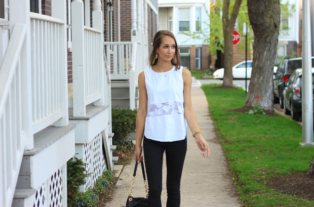black and white outfit, 1 state lace top, sheer inset top, 1.state, women's fashion, blair culwell, the fox and she