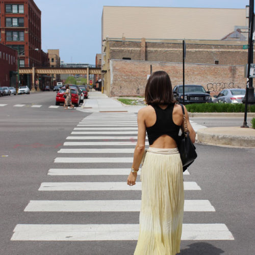 crop top, cropped tank top, ombre maxi skirt, summer outfit, women's fashion, the fox and she, blair culwell