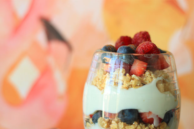greek yogurt parfait, yogurt and granola, berry parfait, blair culwell, fox and she, easy and healthy breakfast