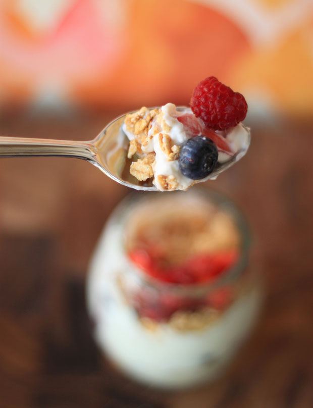 greek yogurt parfait, yogurt and granola, berry parfait, blair culwell, fox and she, easy and healthy breakfast