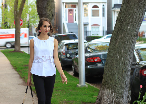 black and white outfit, 1 state lace top, sheer inset top, 1.state, women's fashion, blair culwell, the fox and she