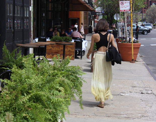 crop top, cropped tank top, ombre maxi skirt, summer outfit, women's fashion, the fox and she, blair culwell