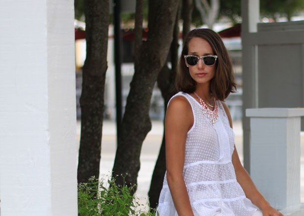 t+j designs, pink statement necklace, all white outfit, women's fashion, blair culwell, the fox and she