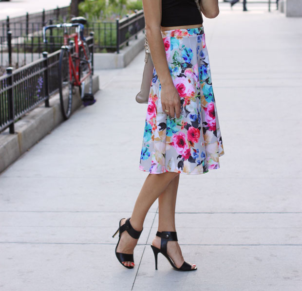 scuba midi skirt, neon skirt, floral skirt, women's fashion, blair culwell, fox and she