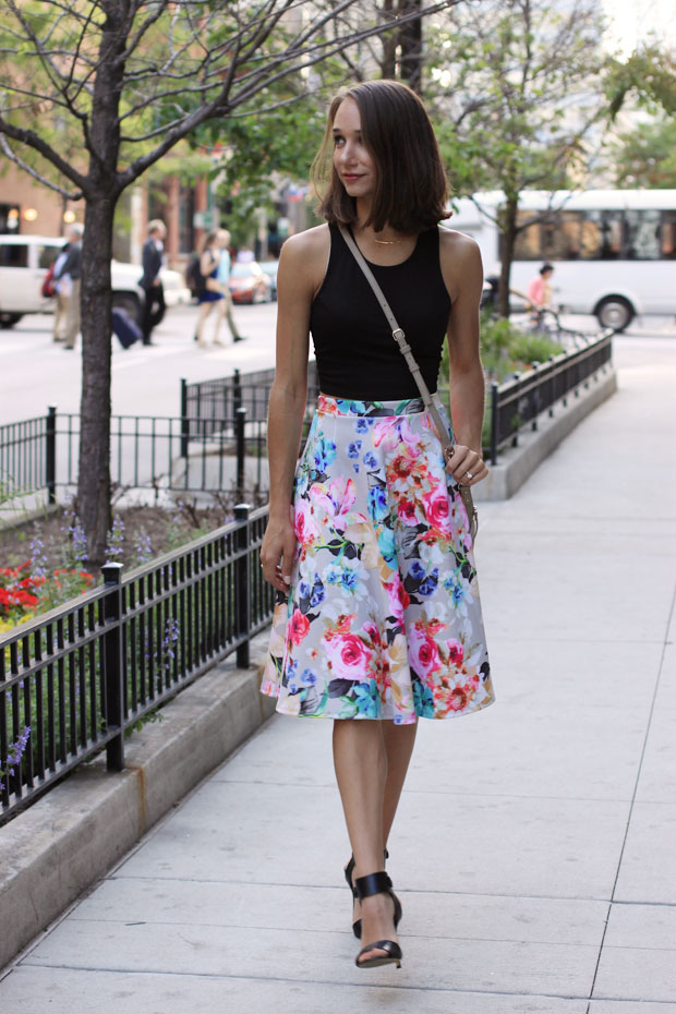 scuba midi skirt, neon skirt, floral skirt, women's fashion, blair culwell, fox and she
