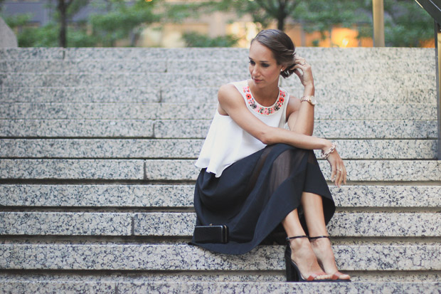 embellished crop top, black midi skirt, women's fashion, summer outfit, blair culwell, the fox and she