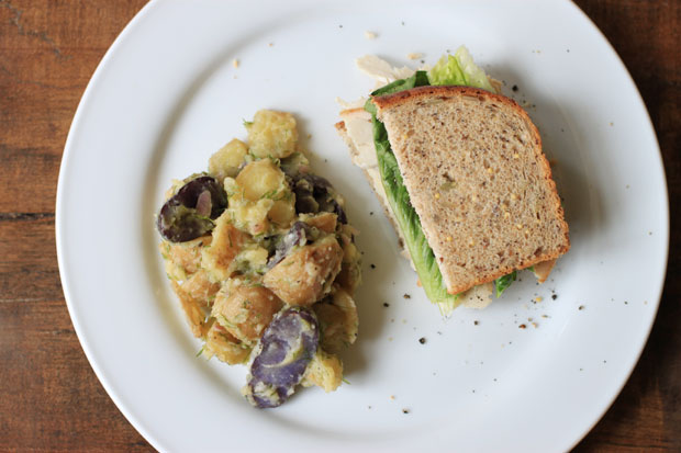 french potato salad, mayo free potato salad, healthy recipe, summer picnic, blair culwell, the fox and she