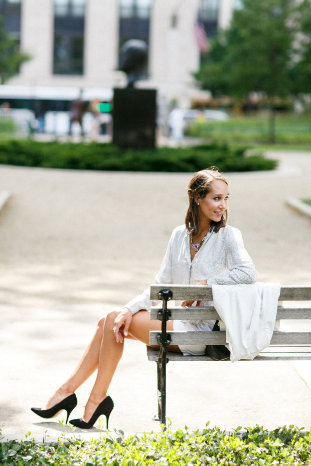 white blazer, white shorts, mira heels, maurices necklace, women's fashion, blair culwell, the fox and she