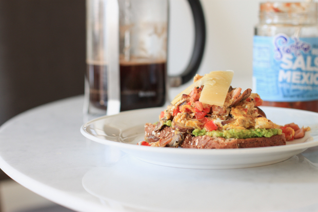 egg avocado toast, avocado toast, recipe, healthy breakfast, blair culwell, the fox and she