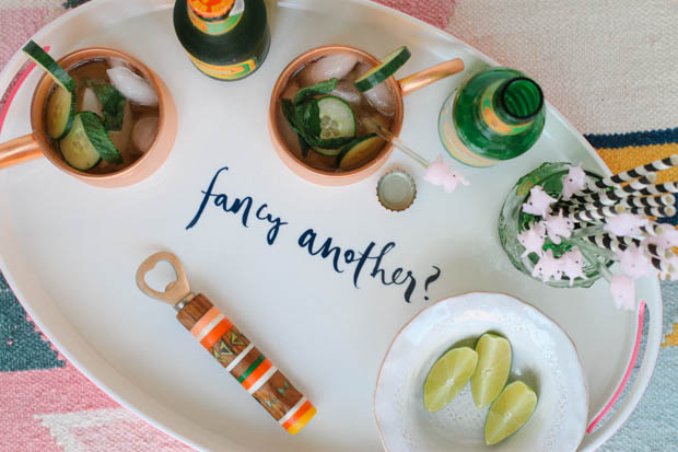 design darling, kate spade fancy another tray, monogrammed cocktail napkin, bar cart inspiration, blair culwell, the fox and she