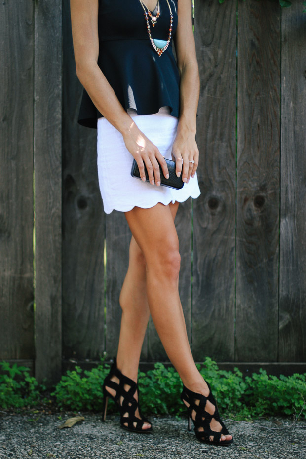 scalloped skirt, peplum shirt, maurices, women's fashion, blair culwell, the fox and she