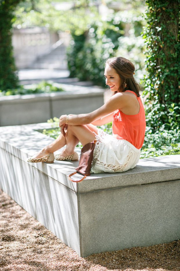 crochet skirt, cute summer outfit, bhldn flats, bright tank top, women's fashion, blair culwell, the fox and she