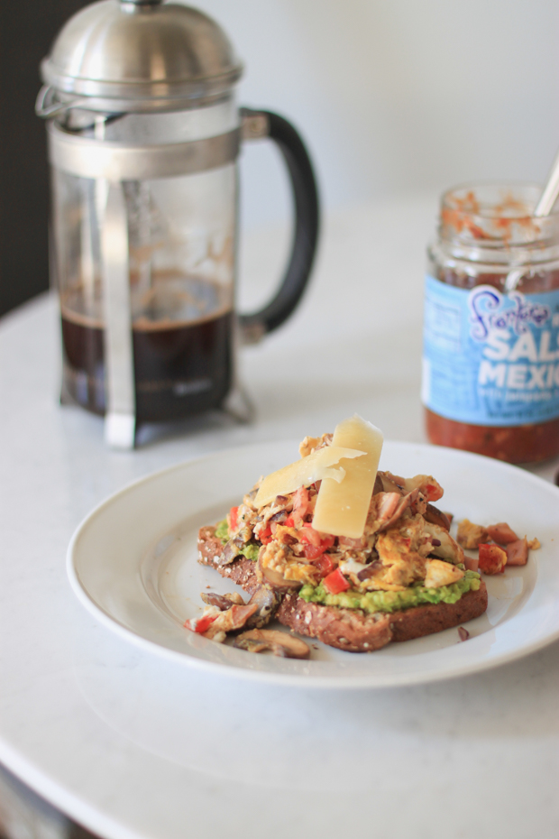 egg avocado toast, avocado toast, recipe, healthy breakfast, blair culwell, the fox and she
