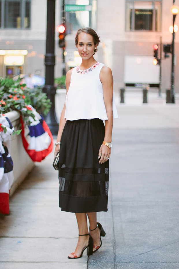embellished crop top, black midi skirt, women's fashion, summer outfit, blair culwell, the fox and she