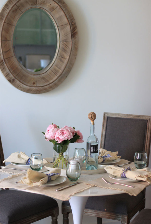 world market tablescape, neutral dining table, tables cape idea, pink peonies, blair culwell, the fox and she