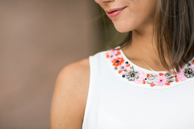all white look, embellished crop top, crop top, topshop tank, women's fashion, blair culwell, the fox and she