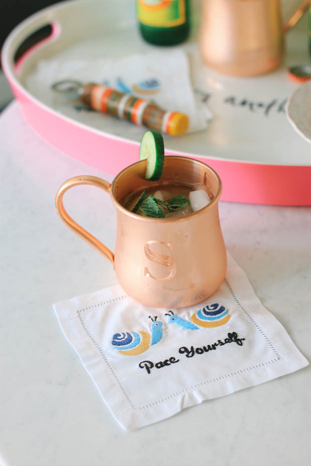 design darling, kate spade fancy another tray, monogrammed cocktail napkin, bar cart inspiration, blair culwell, the fox and she