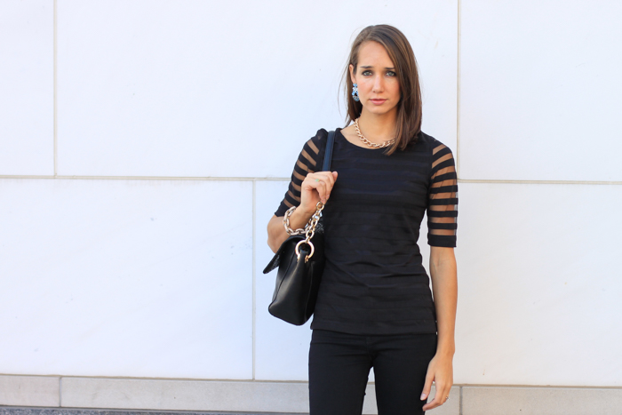 all black outfit, MIH denim, striped black shirt, kelly wynne, blair culwell, the fox and she