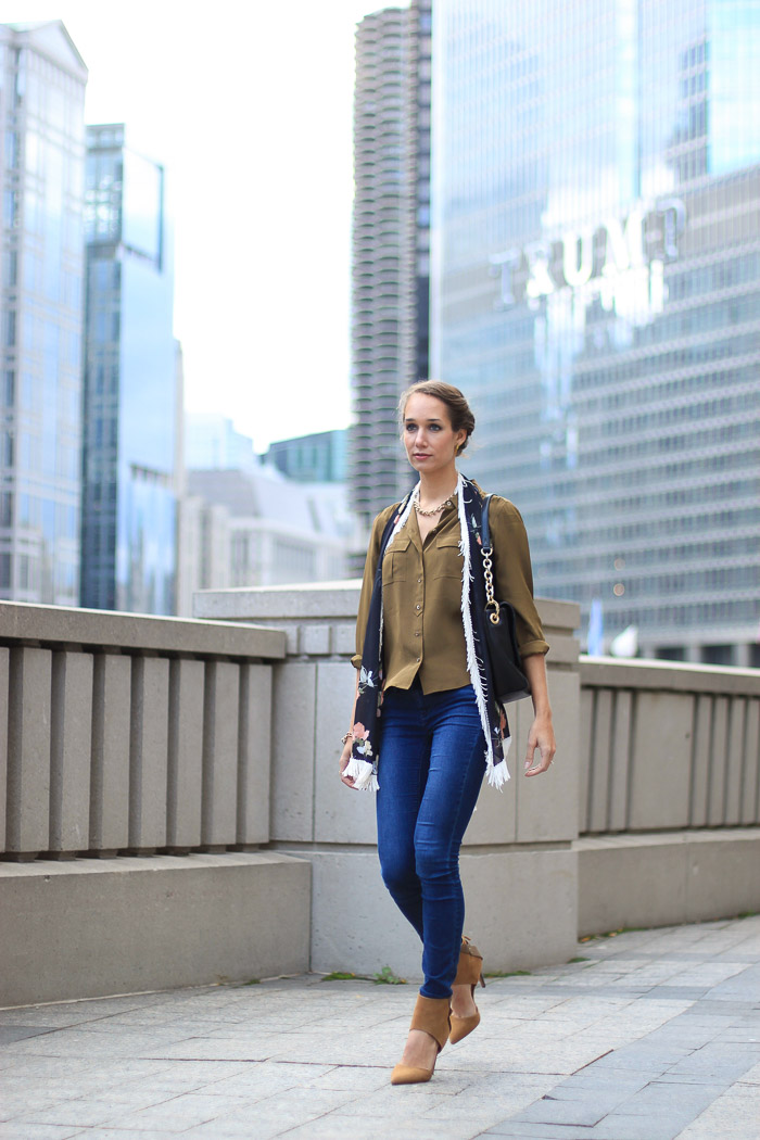 m dot designs, d'orsay pumps, silk blouse, skinny jeans, women's fashion, the fox and she, blair culwell