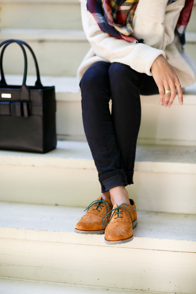 fall style inspiration, oxfords, oversized scarf, plaid scarf, women's fashion, the fox and she, blair culwell