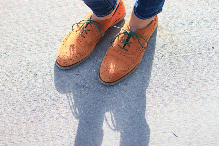 polka dot sweater, oxfords, looped moto jacket, fall outfit idea, women's fashion | thefoxandshe.com
