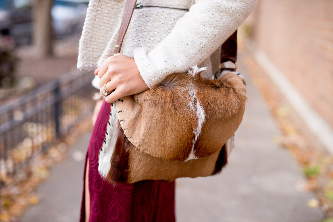 jacquard pencil skirt, wine-colored skirt, looped moto jacket, anthropolgie outfit, women's fashion, the fox and she