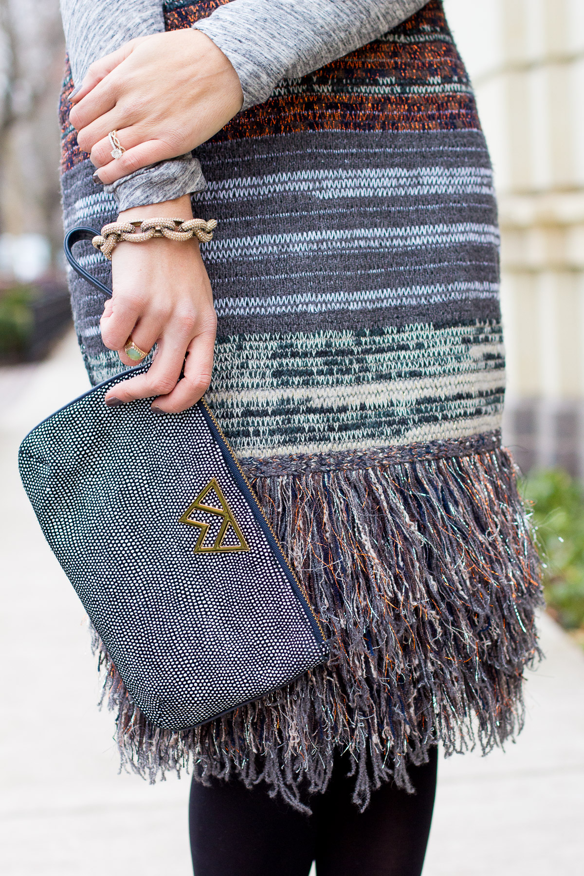fringed skirt, glinted sweater skirt, anthropologie skirt, turtle neck, women's fashion, the fox and she