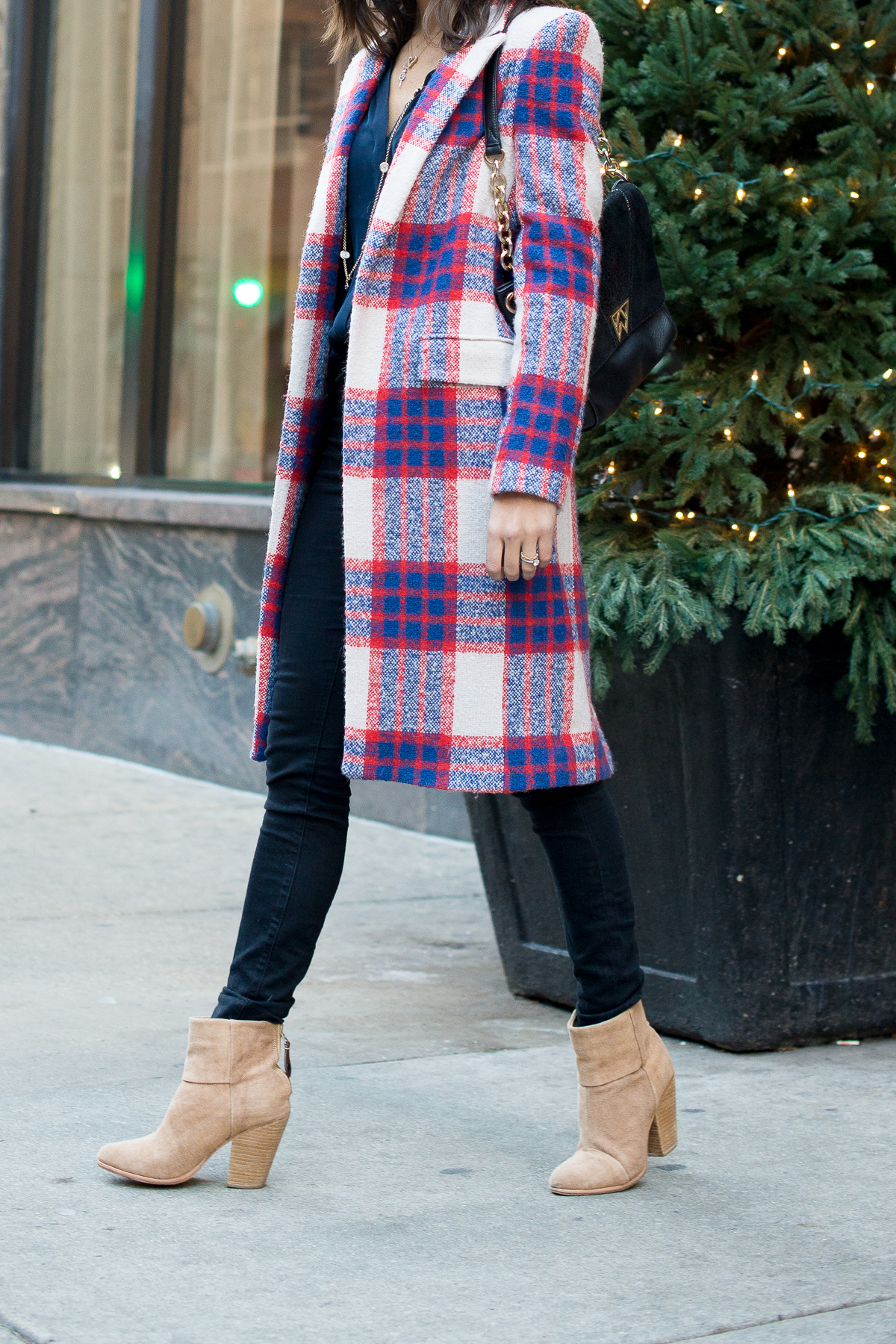 plaid coat, silk blouse, winter outfit, women's fashion, blair culwell, the fox and she