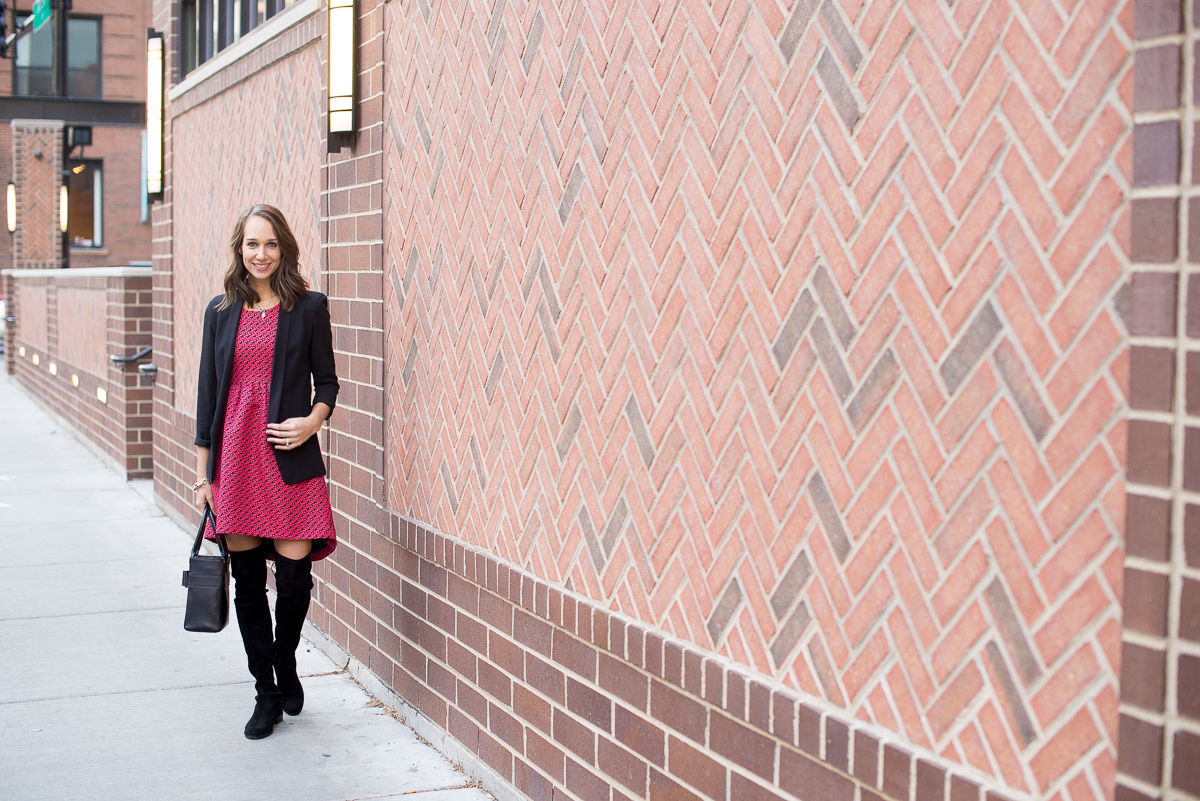 what to wear to a holiday party, over the knee boots, lowland boots, women's fashion, blair culwell, the fox and she