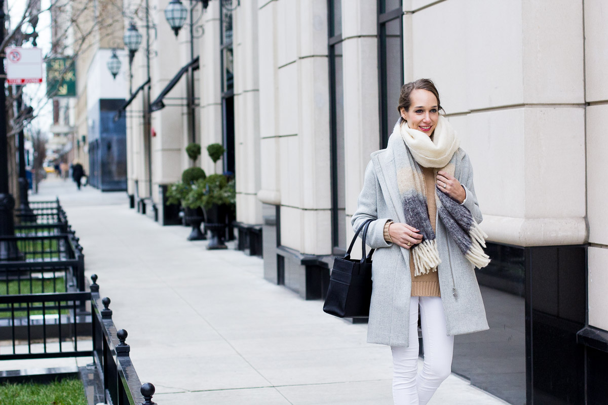 jcrew scarf, winter outfit, cozy winter look, rag and bone booties, women's fashion, the fox & she