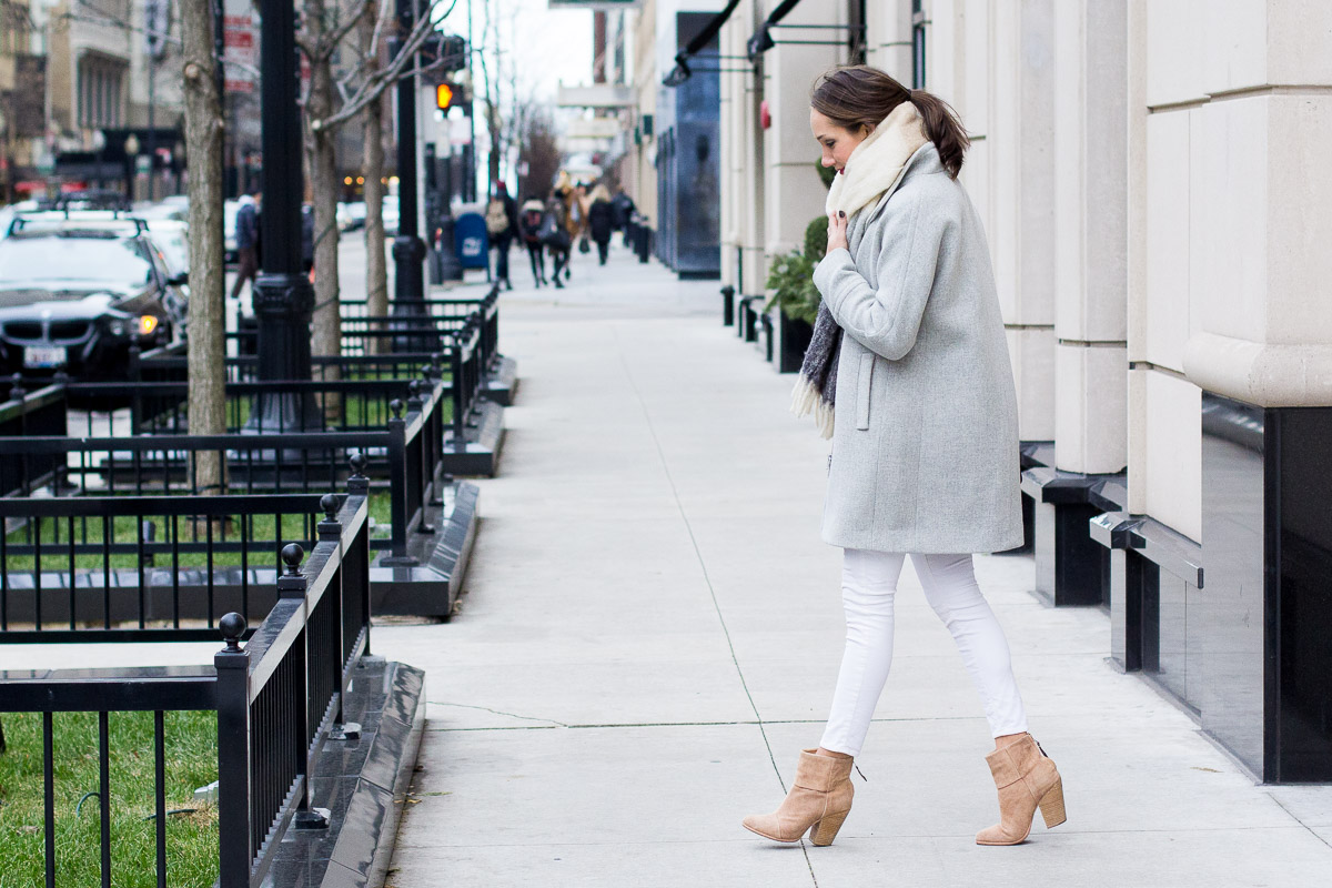 jcrew scarf, winter outfit, cozy winter look, rag and bone booties, women's fashion, the fox & she
