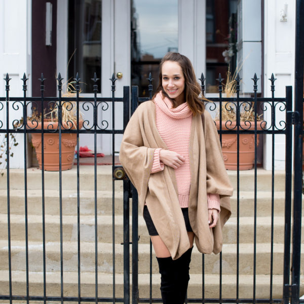 cuyana cape, oversize sweater, over the knee boots, winter boots, the fox and she , blair culwell staky