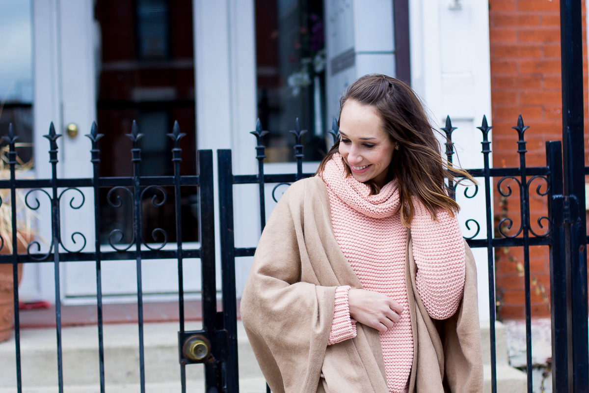 cuyana cape, oversize sweater, over the knee boots, winter boots, the fox and she , blair culwell staky