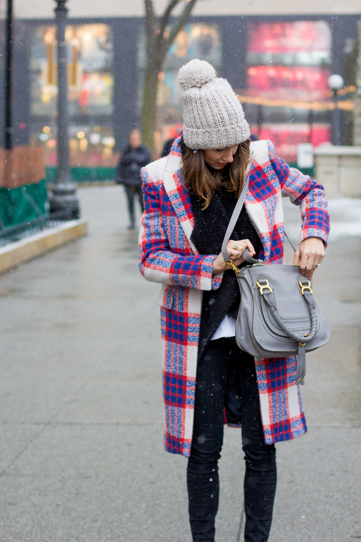 plaid coat, plaid duster, faux fur vest, oxfords, women's fashion, the fox and she