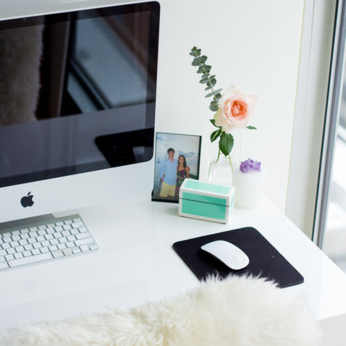 west elm parsons desk, office makeover, sheepskin rug, home office inspiration, the fox and she, blair culwell staky