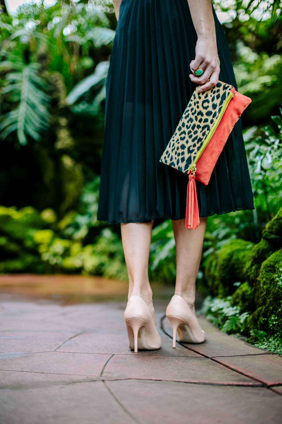 gaia bag, floral crop top, midi skirt, elsie pumps, the fox and she, blair culwell staky
