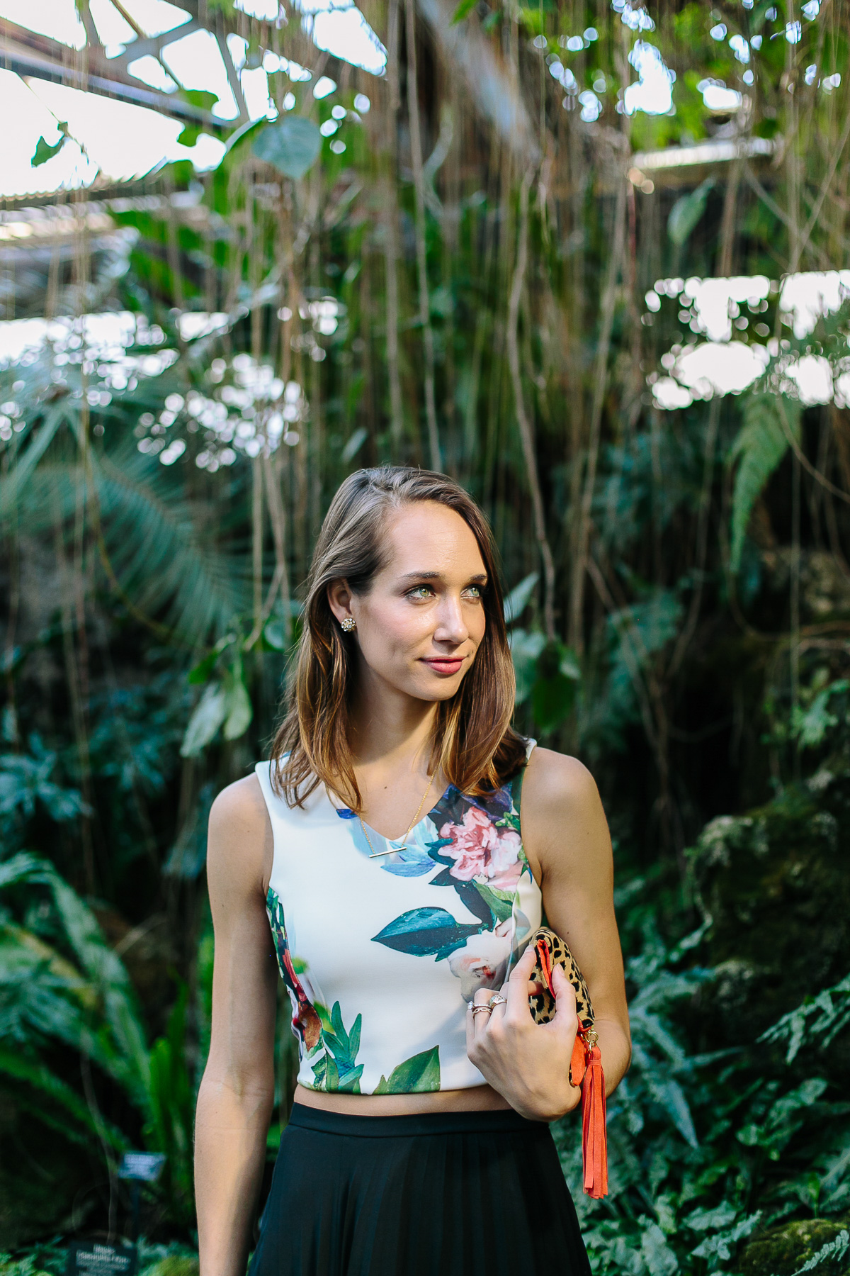 gaia bag, floral crop top, midi skirt, elsie pumps, the fox and she, blair culwell staky